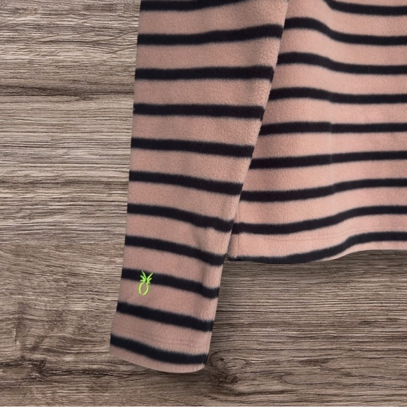 Dudley Stephens Juliet Turtleneck Khaki Black Stripe Vello Fleece Small NWT - Picture 3 of 8